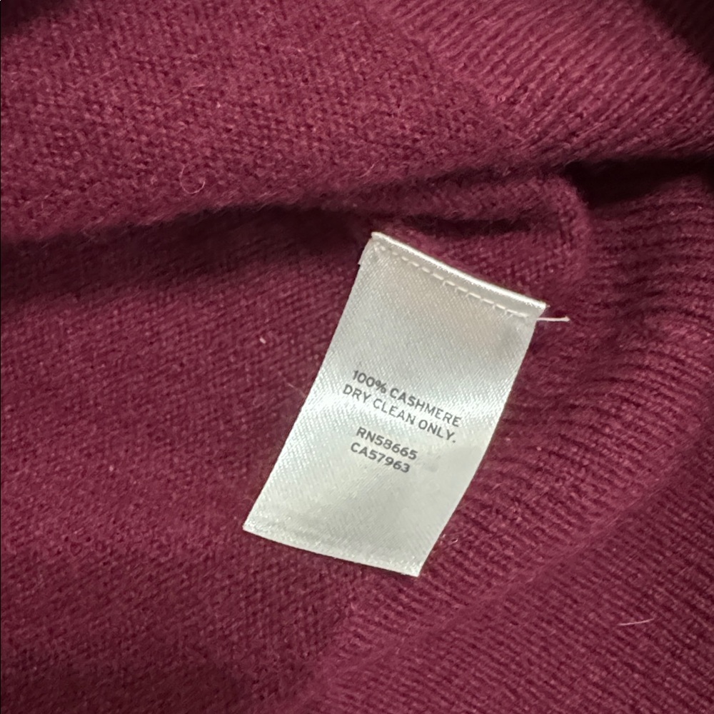 Nordstrom Signature 100% Cashmere Crewneck Sweater Burgundy XXS - Picture 3 of 4